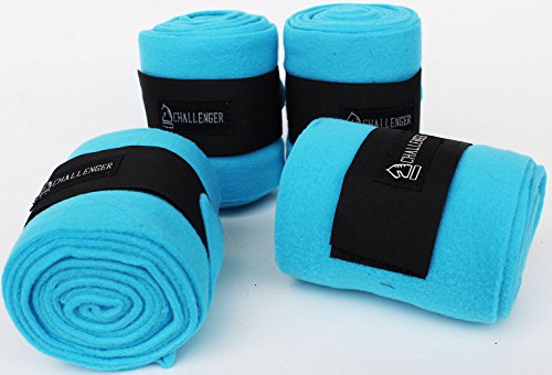 CHALLENGER 10ft Horse Grooming Leg Polo Wrap Set of 4 Soft Fleece 95R - color: Sky Blue