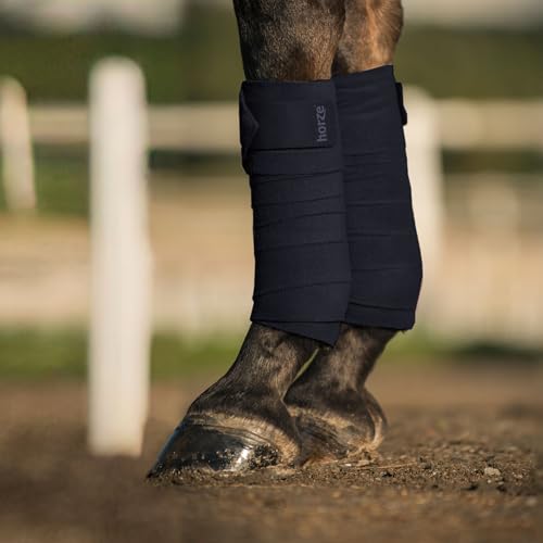 HORZE Embrace Fleece Polo Wraps | Horse, Sheep, Goat Leg Bandages (Set of 4) - Dark Dark Blue - 10 ft 6 in