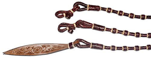 Chestnut/Burgundy/Maroon Raw Hide Hand Made Rope Matching Knots Raw Hide Leather Horse Tack Hand-Braided Romal Romel Reins Ranch Rope/Rope Reins-8.5 Ft, 52' Romel