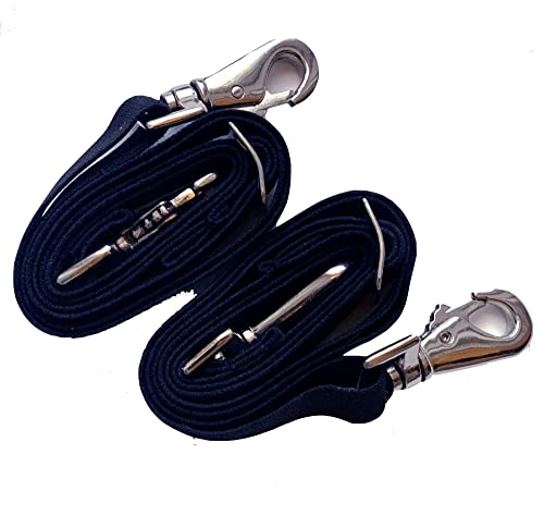 Majestic Ally Pack of 2 Adjustable length Horse Blanket Sheet Replacement Elastic Leg Strap with Double Swivel Snaps (Navy) - color: Navy