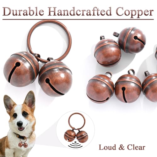2 Extra-Loud Copper Dog Bells for Medium-Large Dog Collars - color: Copper, size: Large