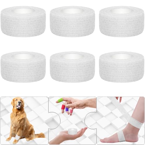6 Pack White Self Adhesive Bandage Wrap 1 Inches x 5 Yards - color: White, size: 1 Inch