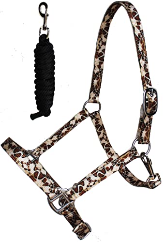 CHALLENGER Nylon Premium Horse Tack Fully Adjustable Giraffe Patterned Halter Lead 606184 - color: Giraffe Print