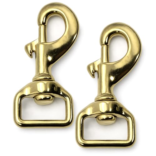 Jeffers Brass Plated Bolt Snap, 3" Hardware Clip with 1" Square Eye, Spring Snap Hook for Lead Rope, Horse Tack, Reins, Halters, Dog Leash, Chain, Strap, Utility Attachment - 2 Pack