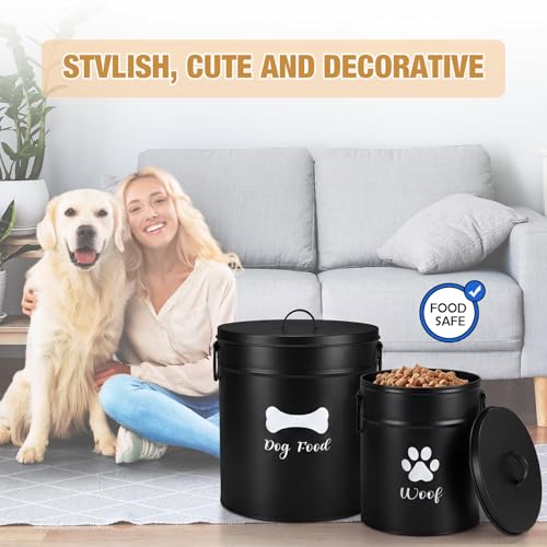 DoubleFill Extra Large 23+10 lb Metal Dog Food Storage Containers, Black - color: Black, size: Extra Large 23+10 lb