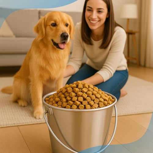 Heavy Stainless Steel Round Bucket, 9 Quart | Durable Food & Water Pail for Dogs, Cats, Kennels, Cages and Critter Crates | Multi-Purpose Bucket - size: 9 quart