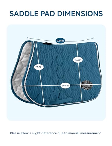 Harrison Howard 3D Air Mesh Saddle Pad for Horses – Breathable Shock-Absorbing All-Purpose English Saddle Pad - color: Teal