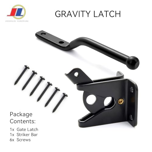 Gravity Gate Latch, Self-Locking Fence Latch, Black - size: Lightweight door
