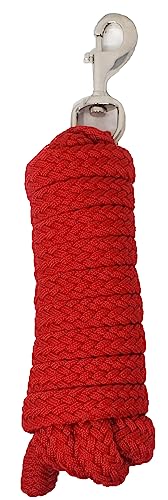 Horse 10' Soft Round Braided Nylon 5/8" Lead Rope with SS Bolt Snap 605SE01RD - color: Red/Stainless