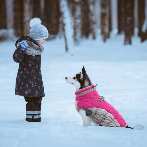 Lelepet Dog Coat Warm Dog Winter Coat Waterproof Dogs Jacket with Harness - color: Rose Red, size: X-Small