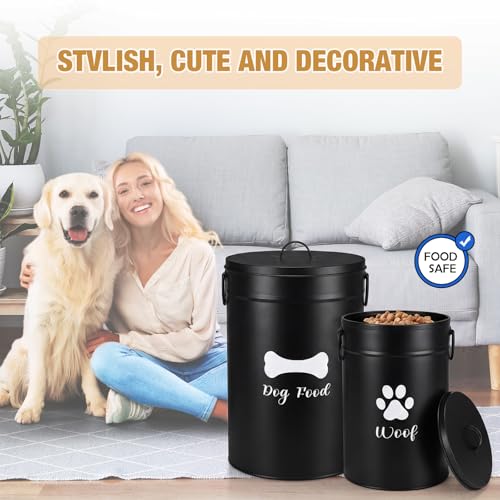 DoubleFill Extra Large 30+14 lb Metal Dog Food Storage Containers, Black - color: Black, size: Extra Large 30+14 lb