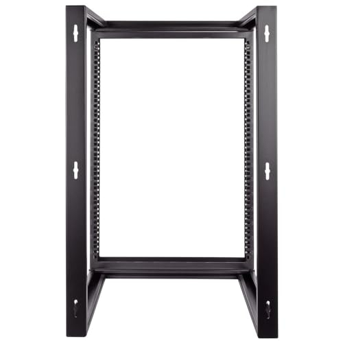 NavePoint 15U Open Frame Server Rack for 19" IT Network Equipment & A/V Devices, Free Standing or Wall Mount Rack with 180 Degrees Gate Swing, Black - size: 15U - 18in Deep