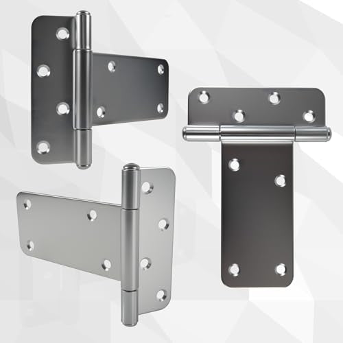5 in T-Strap Shed Door Hinges,260 Lbs Capacity,4 Pack Heavy Duty Tee Hinge - color: Silver, size: 5 in -4 pcs