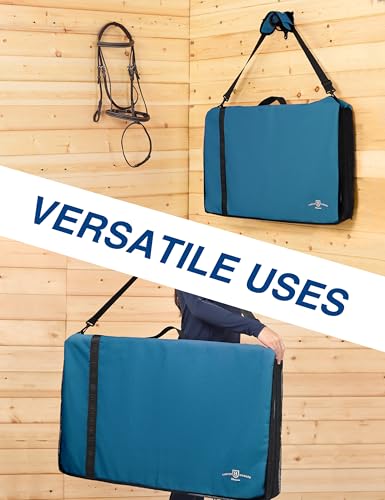 Harrison Howard Western Saddle Pad Carrier - Holds Multiple Pads With Vented Sides - English or Western Tack Bag - Blue - color: Blue