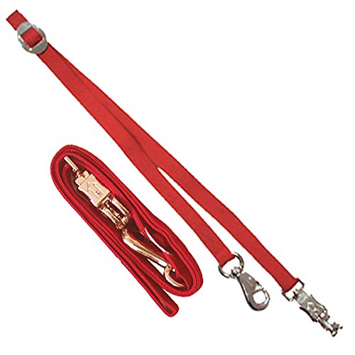 Intrepid International Durable and Secure Nylon Cross Ties, Adjustable 40-75 inches, Cross Ties for Horses, Horse Tie Down with Panic and Breakaway Snap, Attaches to Halter - color: Red