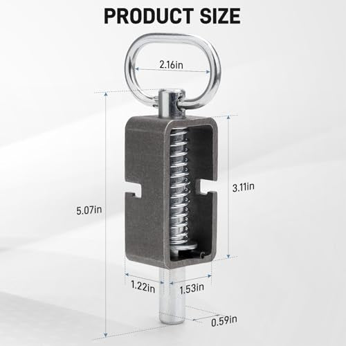 Heavy Duty Trailer Gate Latch, Weld-On 5/8" Spring Latch Assembly with Plain Tube, 2 Packs Spring Loaded Latch Pin, Universal Long Spring Lock Steel Latch for Trailer