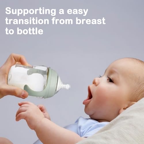 4 Pack Bottle Nipples Compatible with Natural Bottle, Replacement Soft Silicone Nipples, Breast-Like with Anti-Colic Valve (M, Medium Flow)