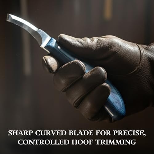 Right-Handed Hoof Knife – Curved Stainless Steel Blade, Ergonomic Non-Slip Handle – Professional Farrier Tool for Horse, Cow & Livestock Hoof Care