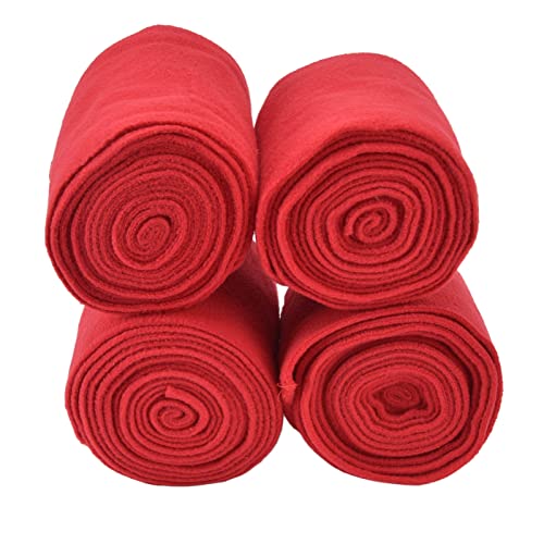 4Pcs Horse Leg Warp, Polyester Self Adhesive Breathable Wear Resistant Animal Leg Bandage for Cows Horses - color: Red
