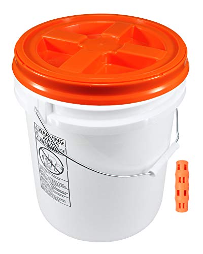 100 mil Extra Heavy Duty 20 Liter (5.28 Gallon) Bucket with Gamma Seal Lid (Orange) - color: Orange