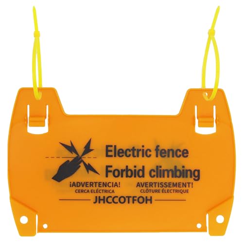 High Voltage Warning Sign, 5-Pack - Double-Sided Electric Fence Signs with Zip Ties, 8.8x5.7" Yellow Plastic Danger Signs for Farm, Ranch, Agricultural & Residential Property Safety