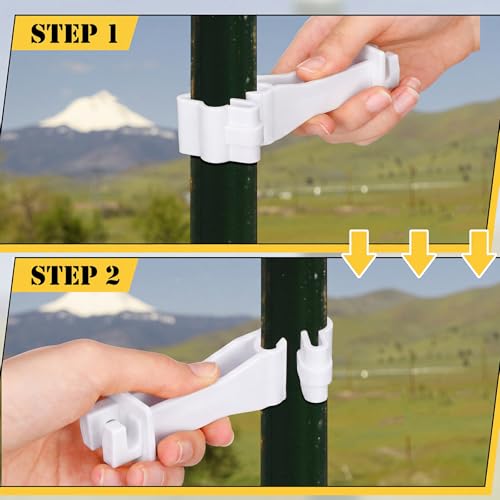 Outus 100pcs Reversed Extender Electric Fence TPost Insulators Snap, White | Fit T Post Insulators, for Electric Fence Wire, Yard Agricultural Ranchers Farm - color: White