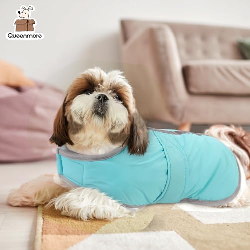 Queenmore Dog Winter Coat, Fleece Puffer Dog Down Vest, Samll Dogs Coat - color: Light Blue, size: Small