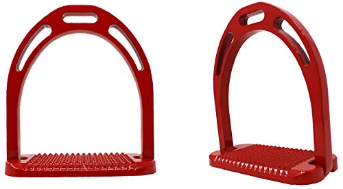 CHALLENGER Horse Saddle Stirrups English Lightweight Aluminum 51114 - color: Red