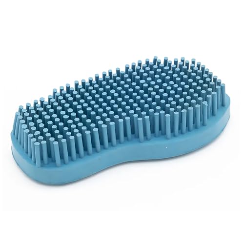 Grewal Equestrian Snuggy Groomer Soft Teeth Rubber Groomer Curry (Pacific Blue) - color: Pacific Blue