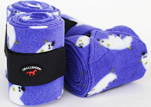 CHALLENGER 10ft Horse Grooming Leg Polo Wrap Set of 4 Soft Fleece 95R - color: Purple/Polar Bears