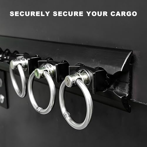 12 PCS L Track Tie Down O Ring, 4000LBS Capacity Single Stud L-Track Fitting with Stainless Steel Round Ring, 360° Rotating L-Track Tie Down Fitting for Sedans Trucks Trailers