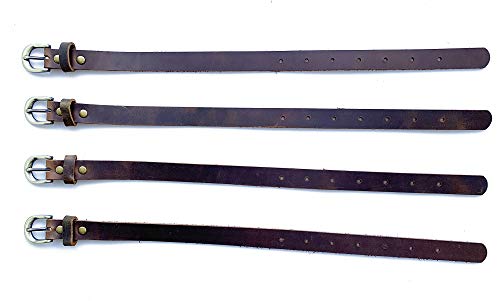 Jeereal Genuine Leather Stirrup Straps (4 Pack) with Metal Buckle Adjustable Length - color: Dark Brown