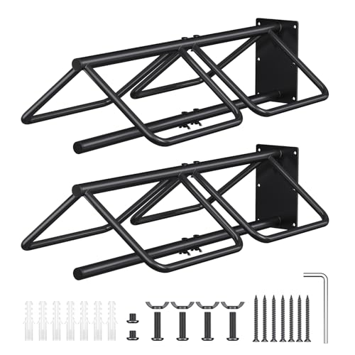 2 Pcs Saddle Rack Wall Mount with Saddle Pad Bar, 120-lb Capacity Heavy Duty Steel Horse Saddle Stand, Blanket Holder Tack Storage for Western English Saddles, Tack Room Barn Organizer, Black