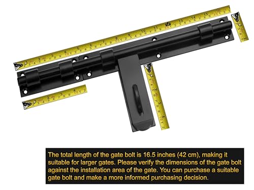 Heavy Duty 17" Slide Bolt Latch,Thickened Security Lock, Solid Steel | Left/Right Hand Installation, Welding & Screw Mountfor Barn Doors, Fence Gates, Warehouse, Entry Gates(Patent Pending)