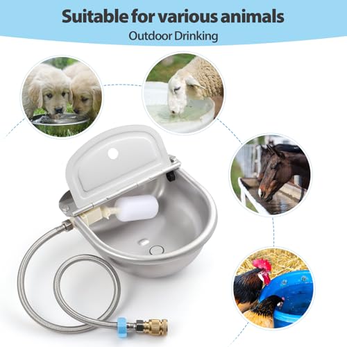 2 Pcs Float Valve of Automatic Water Dispenser, Float Ball Valve with Adjustable Arm Stable to Shut Off 1/2",Automatic Fill Water Feed Trough Tank for Horse Goat Sheep Dog Chicken Farm and Livestock