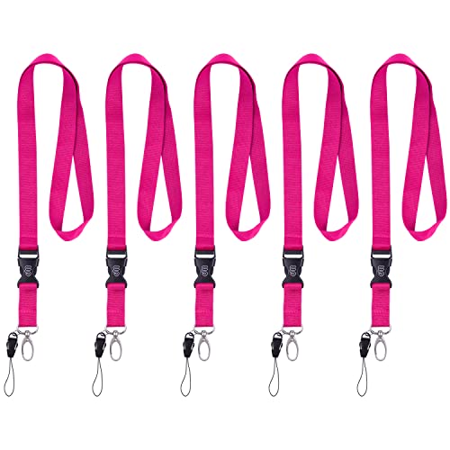 Wisdompro Office Lanyard, 5 Pack 23 inch Neck Strap Lanyards - Hot Pink - color: 5pack Hotpink