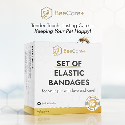 Self-Adhering Elastic Dog Bandages for Wounds – Cat & Dog Bandage Prevents Licking and Scratching – Made from Natural Rubber Latex, the Wrap Sticks to Itself – Set of 9 x 5 cm Rolls - size: Bandages