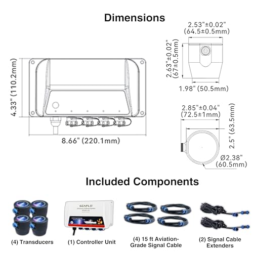 SEAFLO Ultrasonic Hull Defense System – Fully Automated Anti-Fouling Device, Prevents Barnacle & Algae Growth, Protects Hull, Drives & Running Gear, Covers 200 sq.ft – 4-Year Warranty - style: 4 Transducer System