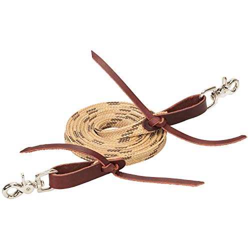 Weaver Leather Flat Braided Competition Roper Rein - color: Tan/Brown
