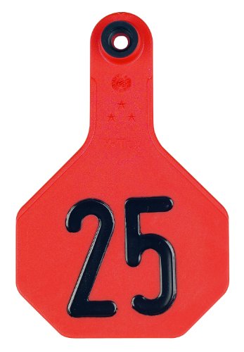 YTex 3 Star Medium Red Cattle ID Ear Tags Numbered 51-75