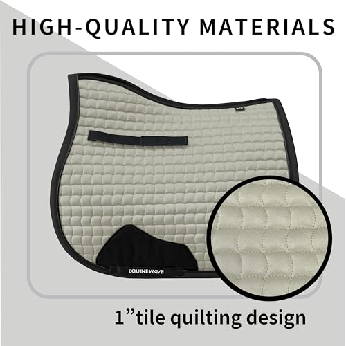 EQUINEWAVE Aria Soft Suede Jump Saddle Pad – Breathable Moisture-Wicking Lining, Shock-Absorbing Cushion, Contoured Spine, English All Purpose Saddle Pad - color: Champagne