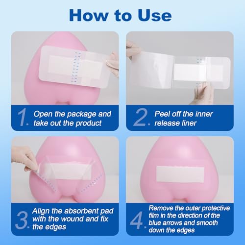 Dimora Waterproof Transparent Film Dressing with Pad, Large Clear Bandage Tape for Wound Care, Adhesive Post Surgical Cover Pad,for IV Shield, Tattoo Aftercare, Shower Protector 4x8 inch 10 Packs - size: 4x8 Inch