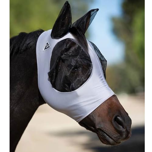 Country Pride Comfort Fit Fly Mask by Professional Choice for Horses, Breathable Lightweight Pull On Design with Ear Coverage No Zippers, Grey Black, 2 Pack Horse Size