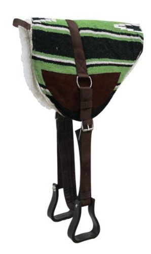 Showman Navajo Print Bareback Saddle Pad w/Fleece Bottom - color: Lime