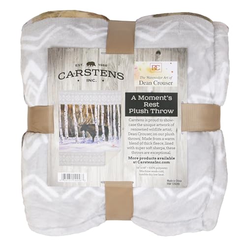 Carstens, Inc. Dean Crouser Plush Sherpa Fleece Oversized Throw Blanket 54" x 68", A Moment's Rest - color: A Moment's Rest