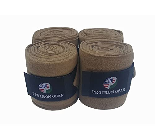 Horse Fleece Wraps Bandages/Polo Wraps/Stable Wraps Equestrian Leg Wraps Set of 4 Equestrian Boot Protection (Khaki) - color: Khaki