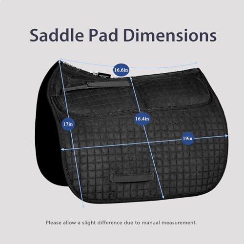 Harrison Howard Diamond Quilted Dressage Saddle Pad Adjustable with 4 Pockets and Foam Inserts with Differentiated Thickness Horse Riding Pad with Added Cushioning and Comfort