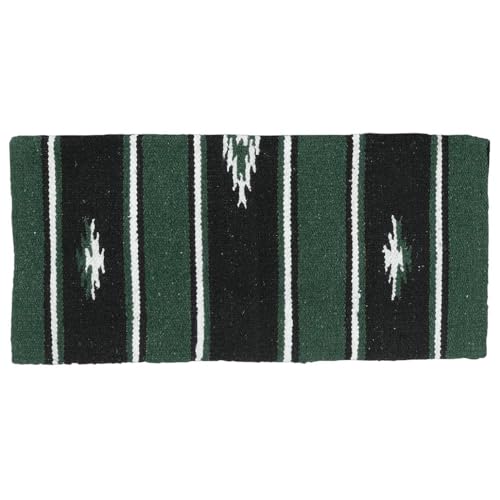 Tough 1 Tough-1 55% Wool Sierra Saddle Blanket 24"X24" - color: Hunter Green/Black/Cream