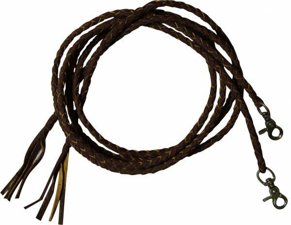 Leather Braided Split Reins - color: Dark Brown