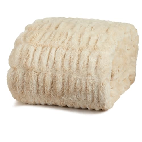 Springtree Home Luxury Micro Plush Throw Blanket | Thick Faux Fur | Beige | Lily Collection | 60" x 70" | Beige Blanket | Ultra Plush - color: Summer Sand, size: 60" x 70" (Large)